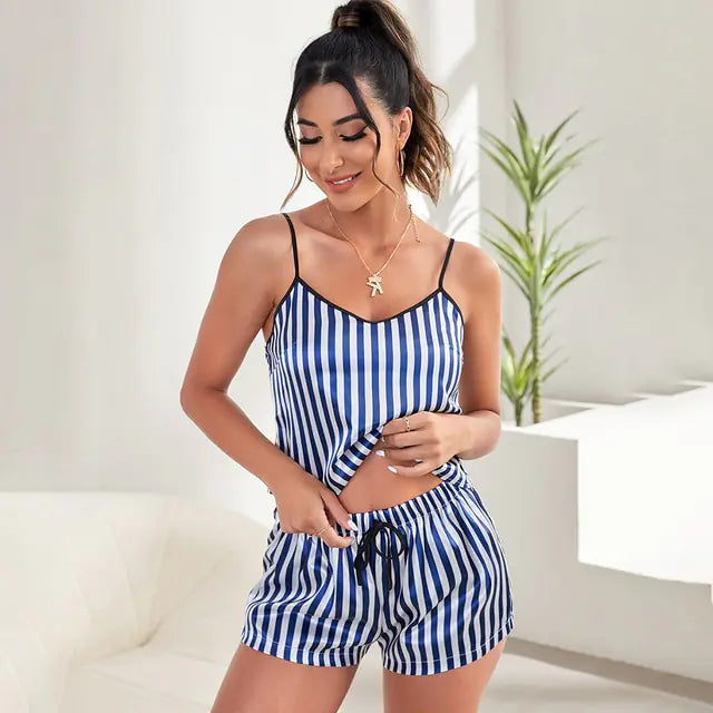 Ensemble de Pyjama Sexy à Rayures pour Femme