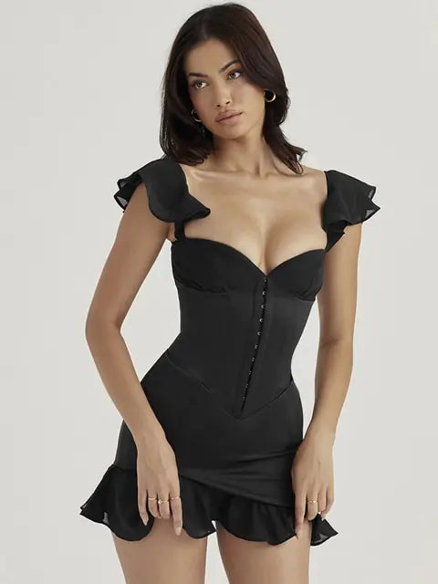 Robe Mini Moulante Sexy Épaules Dénudées