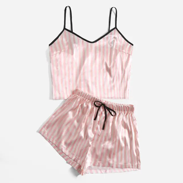 Ensemble de Pyjama Sexy à Rayures pour Femme