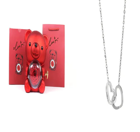 Double Heart Necklace with Gift Box