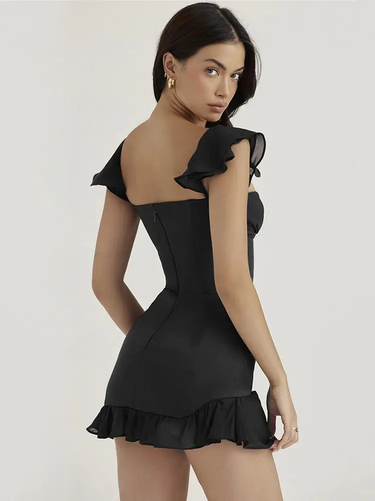 Robe Mini Moulante Sexy Épaules Dénudées