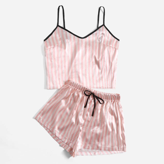 Ensemble de Pyjama Sexy à Rayures pour Femme